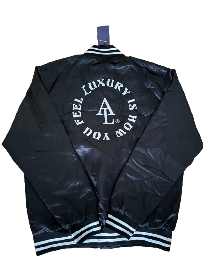 Satin Slogan Bomber Jacket (BLACK PREORDER LIMITED)