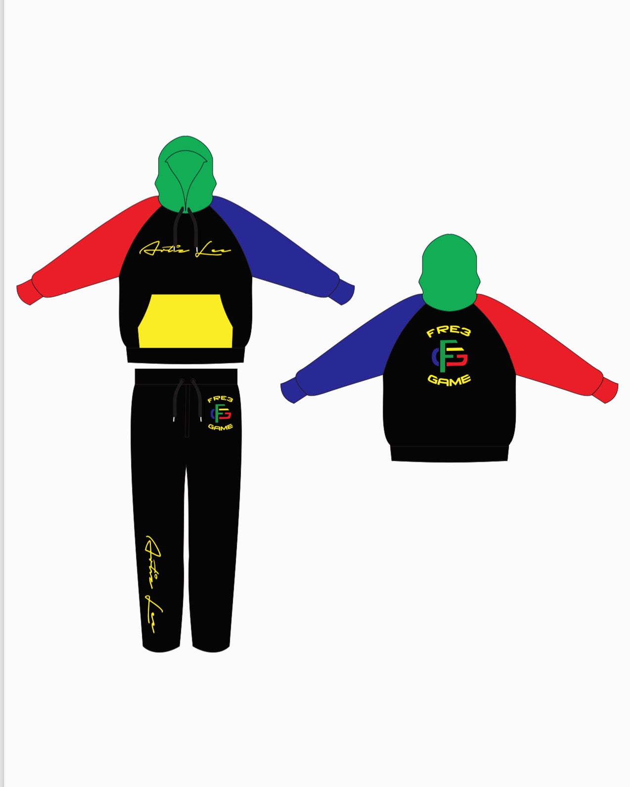 Freegame x Artiz Lee Colorblock Hoodie Set