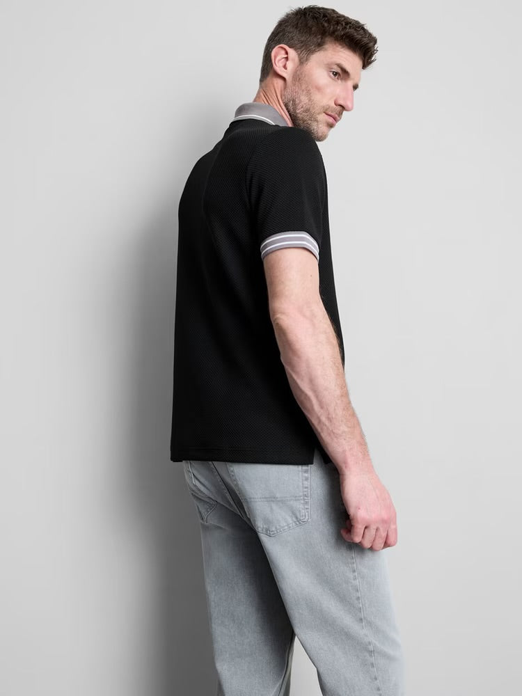 Signature Logo Textured Zipper Polo