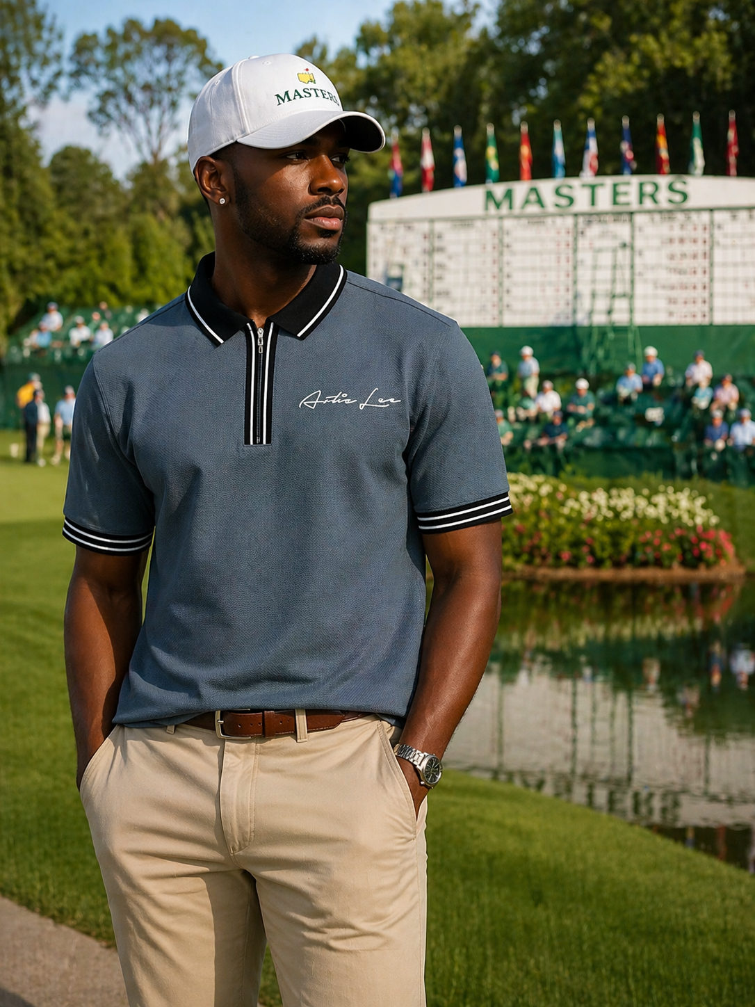 Signature Logo Textured Zipper Polo