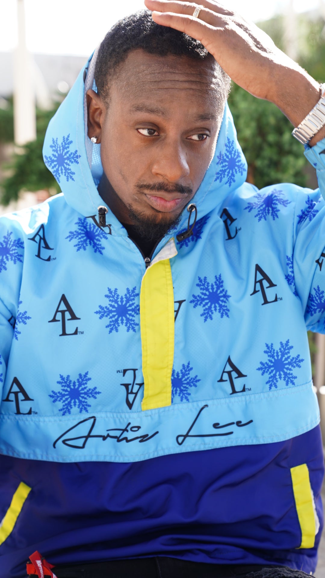 Artiz Lee "Monogram" Quarter-Zip Windbreaker